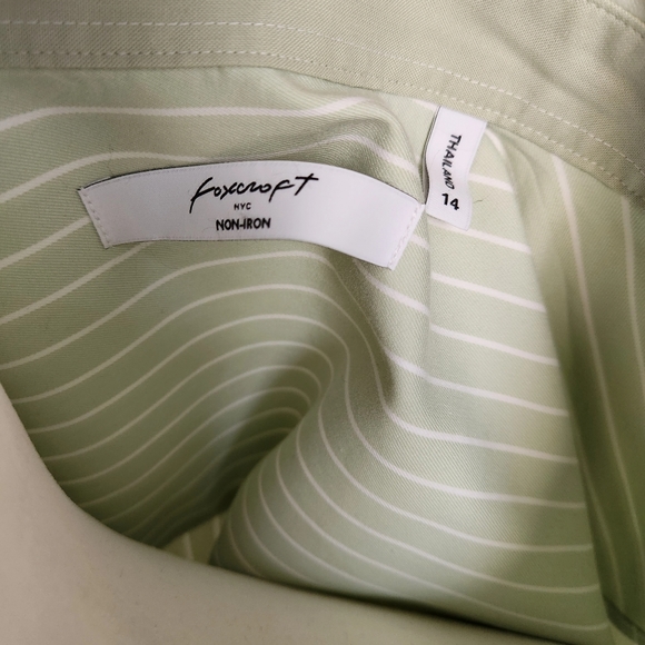 Foxcroft Striped Light Green White Button Up Blouse 14 Large - Picture 3 of 3
